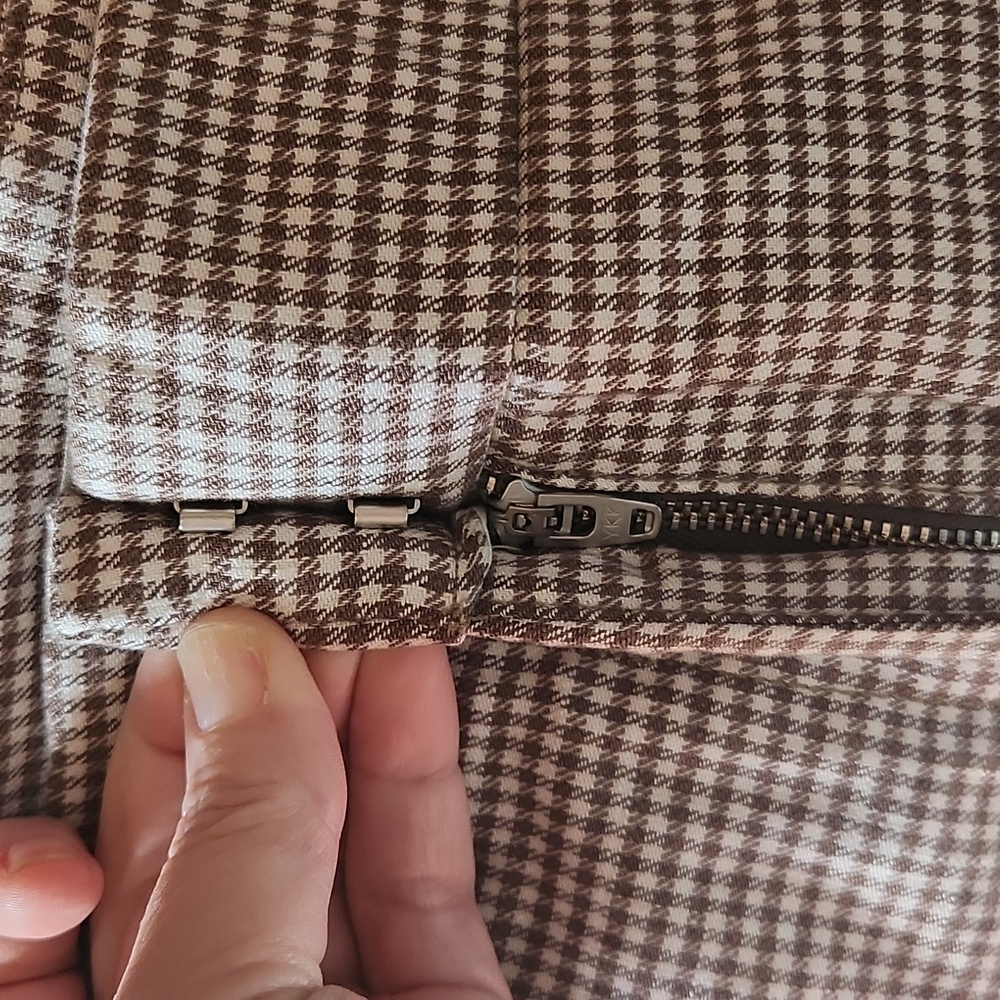 NWT Everlane Wide-Leg Pants in Stretch Linen, Deep Taupe Mini Gingham, Size 8 - Picture 9 of 14